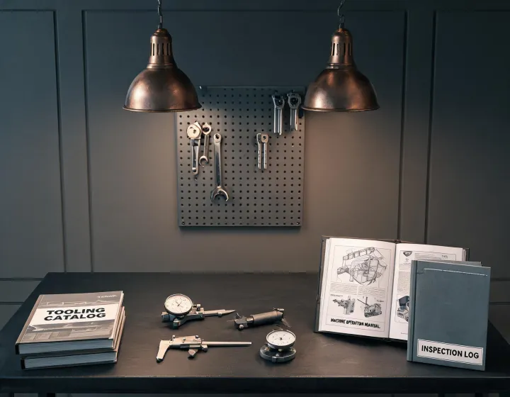 Organized manufacturing supply team workspace