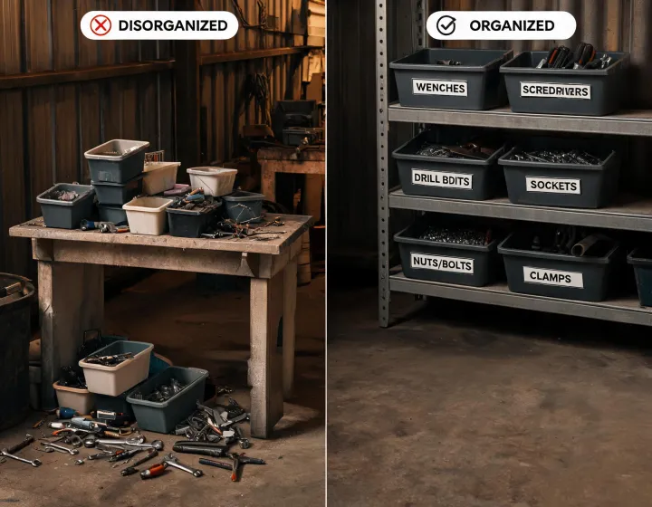Before and after organized tooling supply